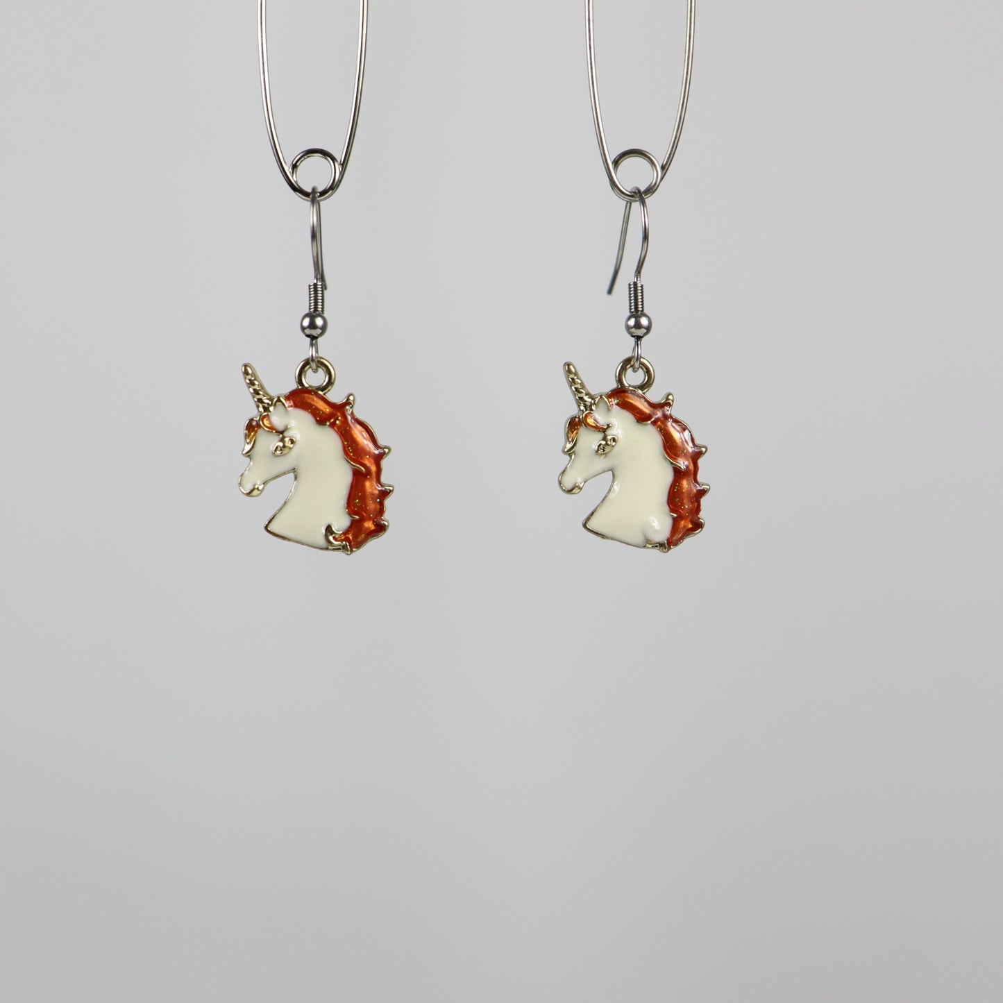 Unicorn face earrings - Orange hair