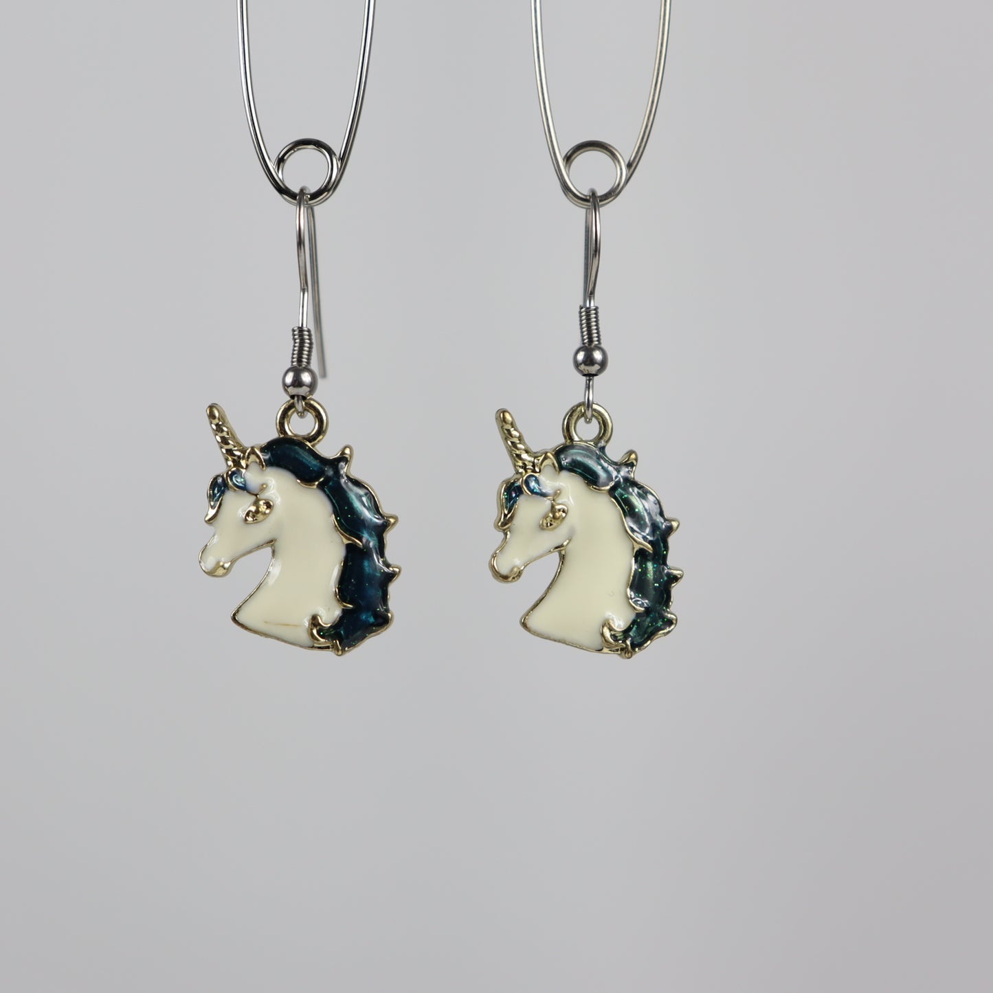 EARRINGS - - UNICORN TEAL HAIR