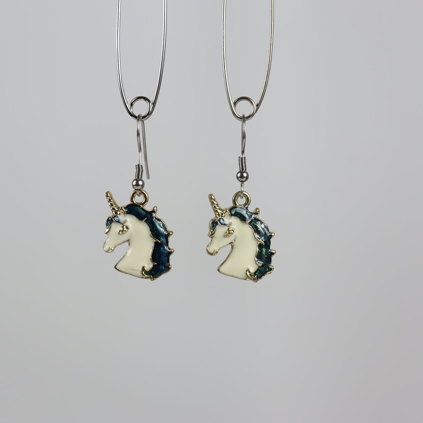 EARRINGS - - UNICORN TEAL HAIR