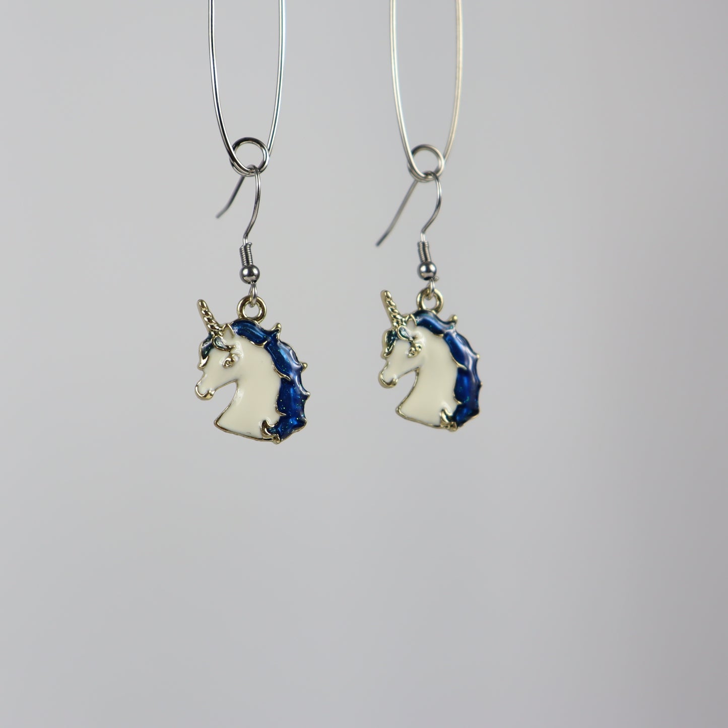 EARRINGS - UNICORN BLUE HAIR