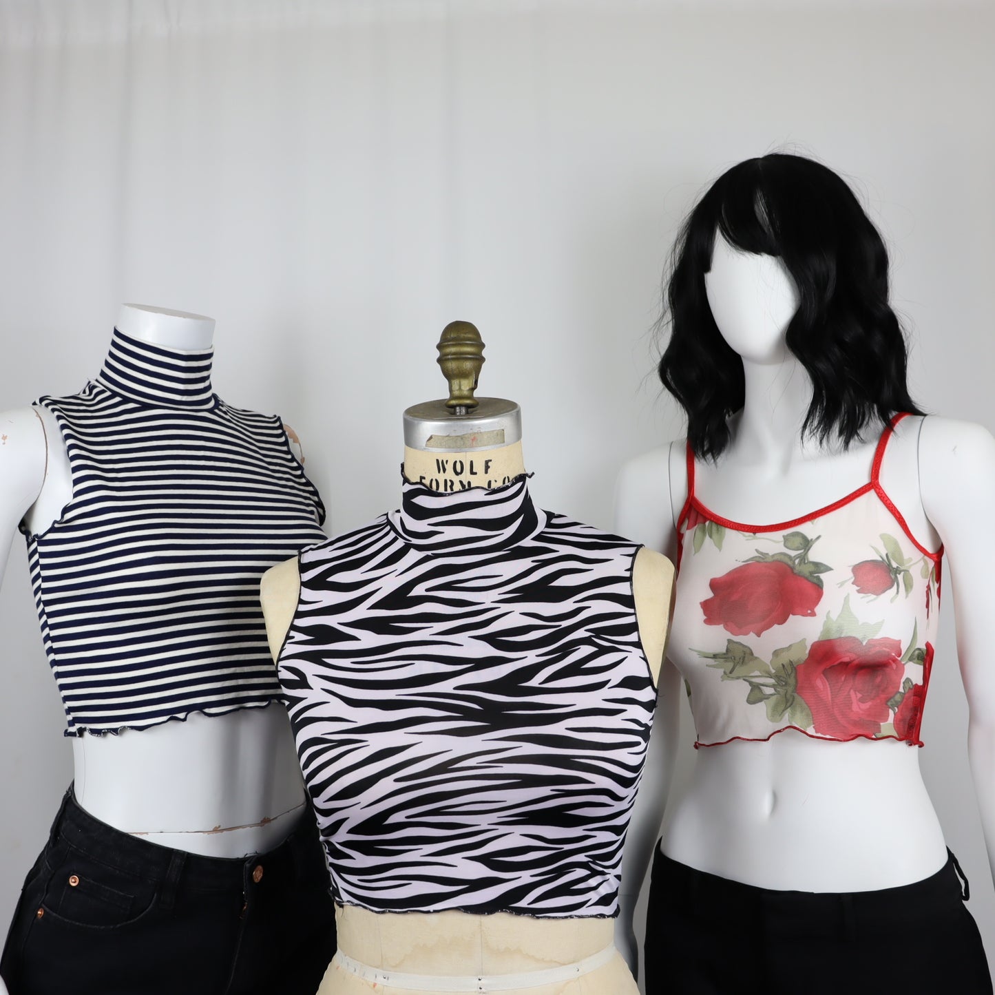 3 TOPS - STRIPES / ZEBRA / ROSES