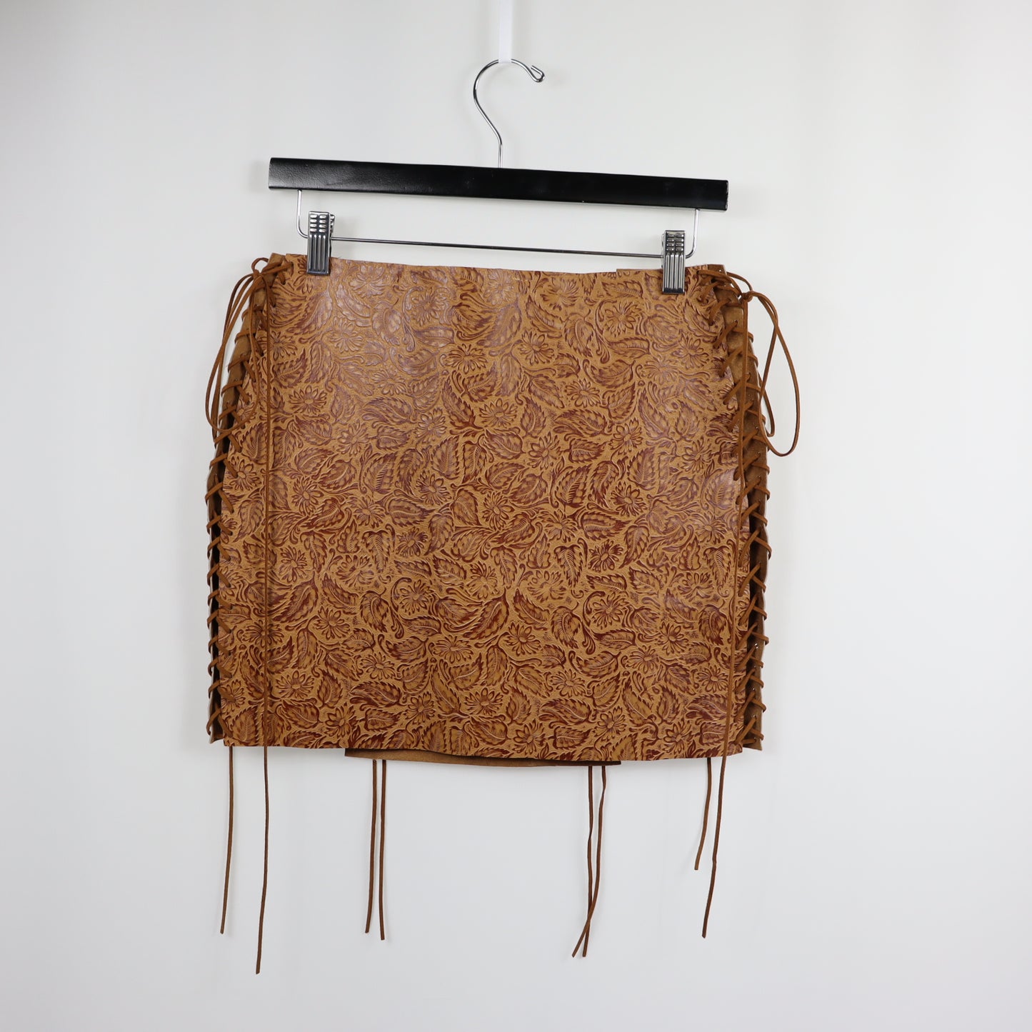 ADJUSTABLE LEATHER SKIRT- BROWN