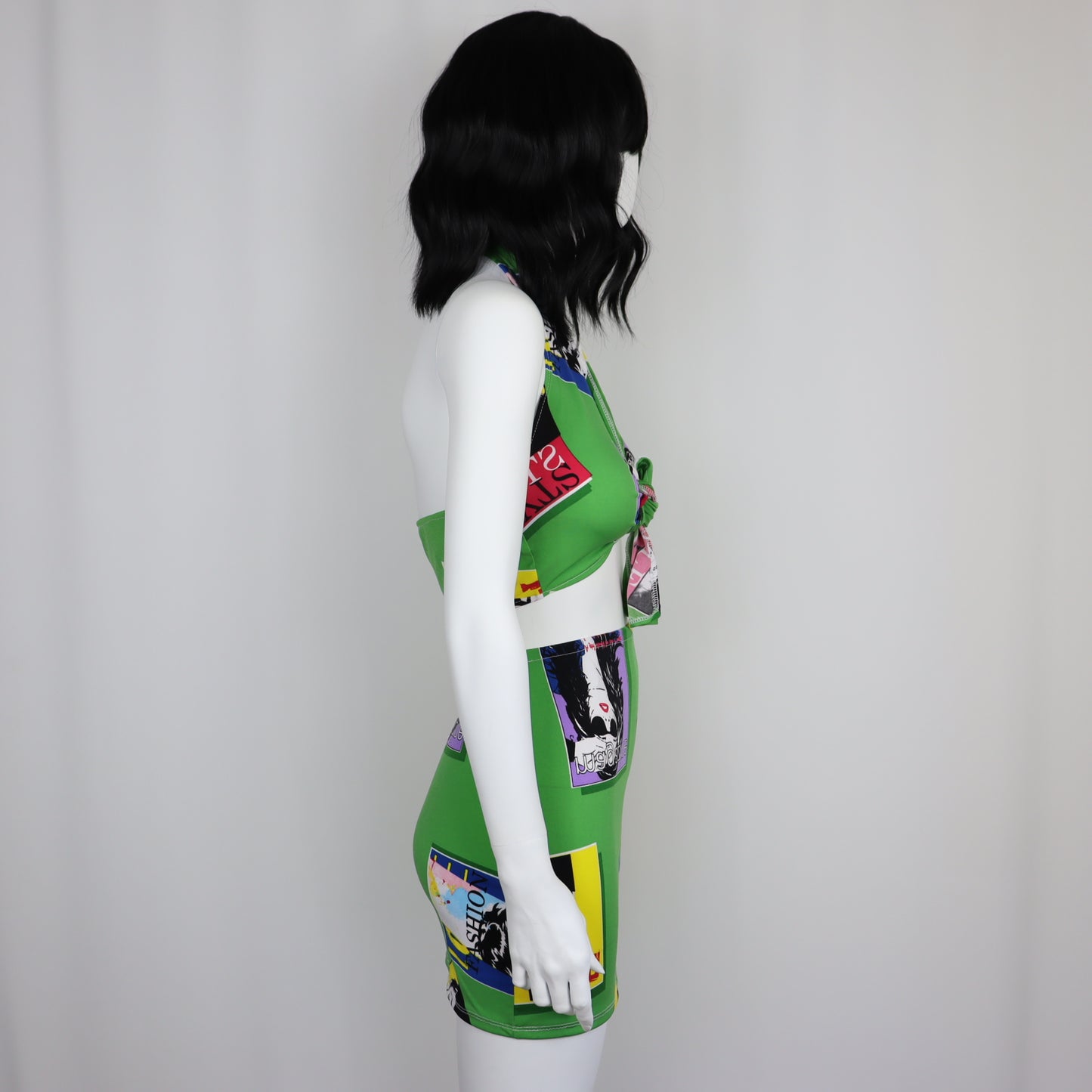 MAGAZINE PRINT - Front Tie top & Fitted skirt