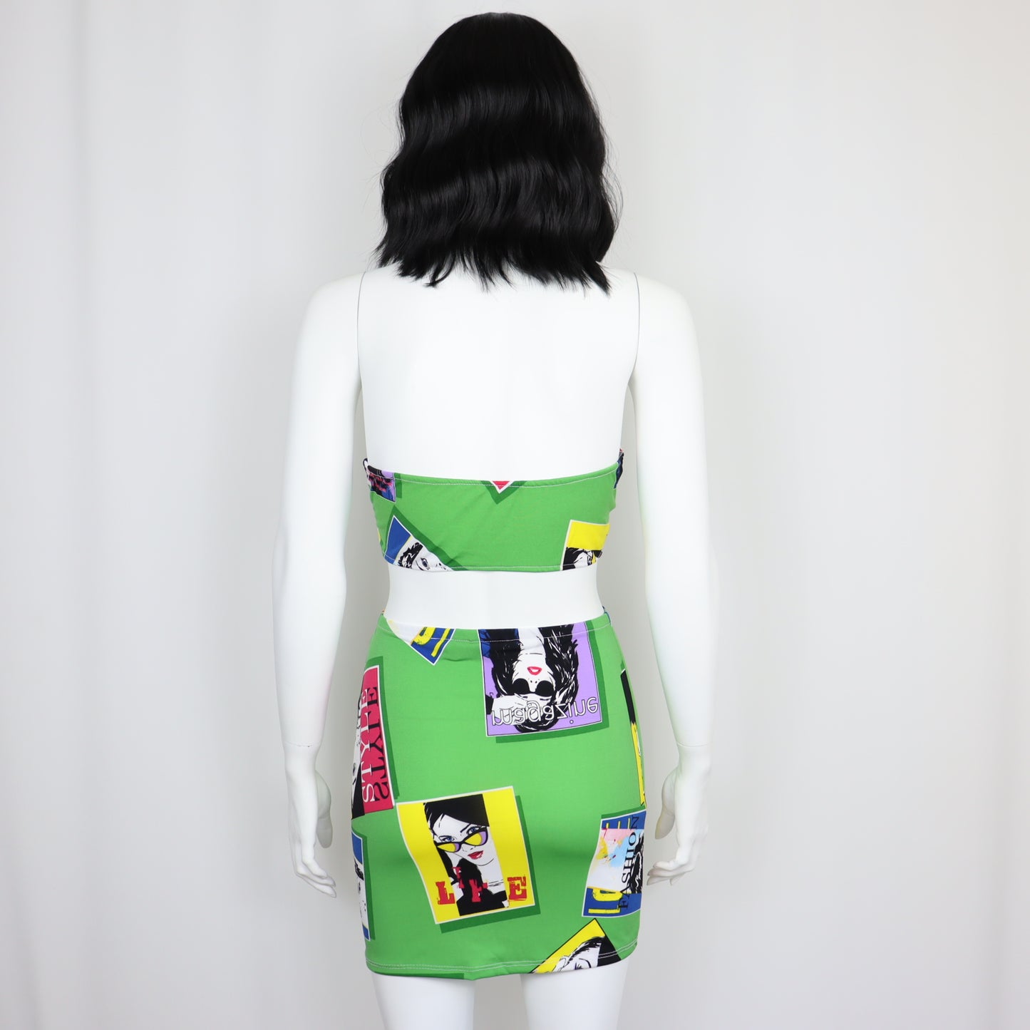 MAGAZINE PRINT - Front Tie top & Fitted skirt