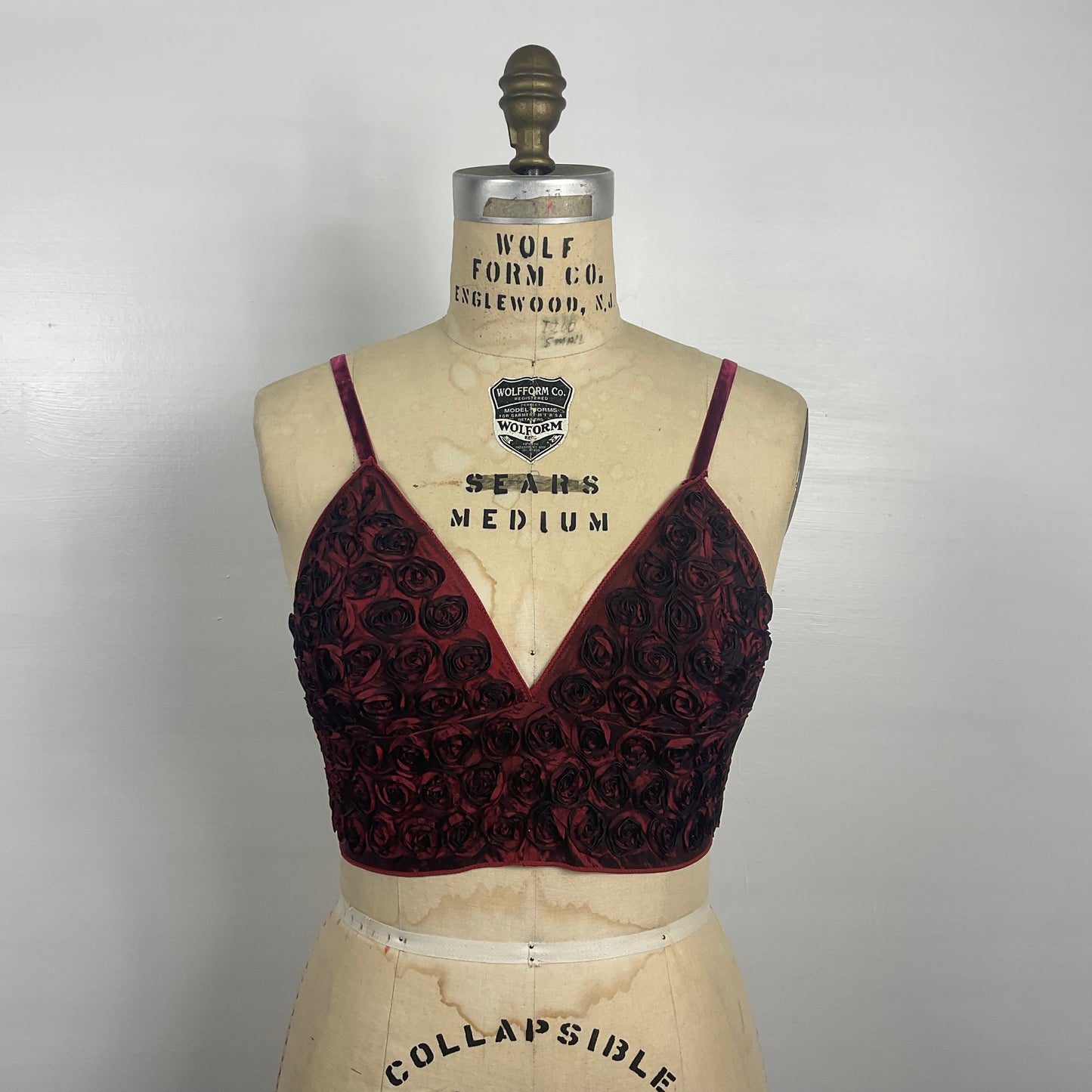Textured Roses top- Red Wine