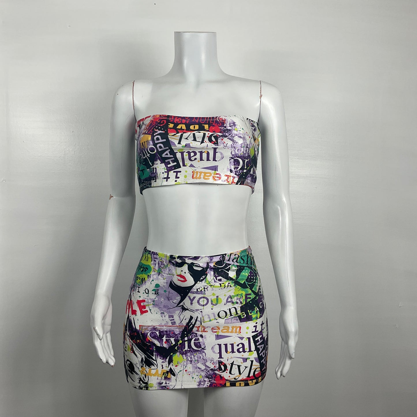 Bundle - Front Tie top & Fitted skirt