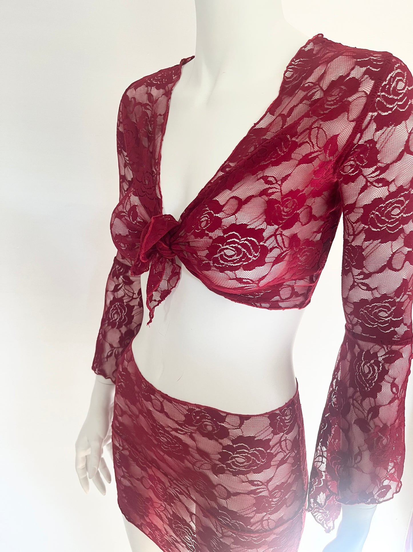 Bundle - Lace Front Tie top & Fitted skirt
