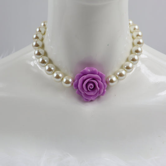 NECKLACE -  LARGE LAVENDER ROSE