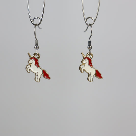 Unicorn body  earrings - Red