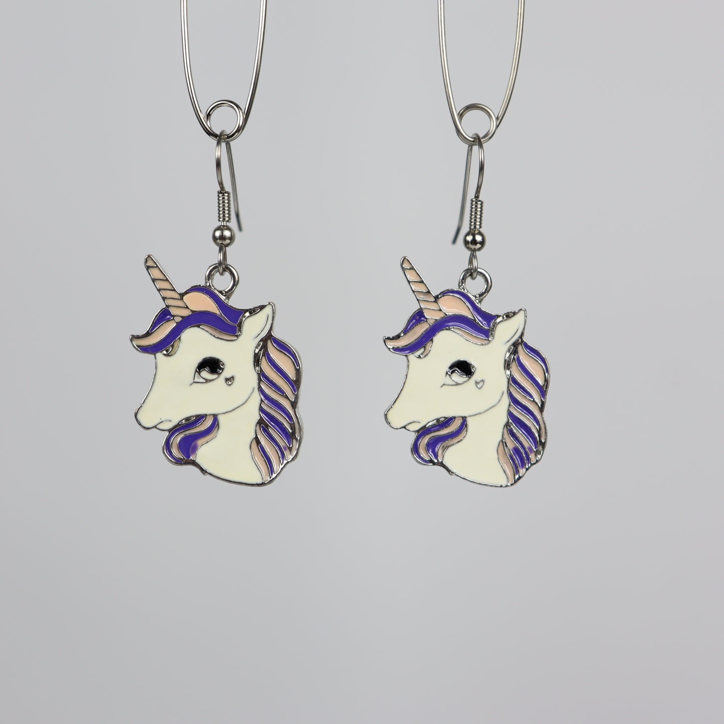 Unicorn face earrings - purple/pink hair