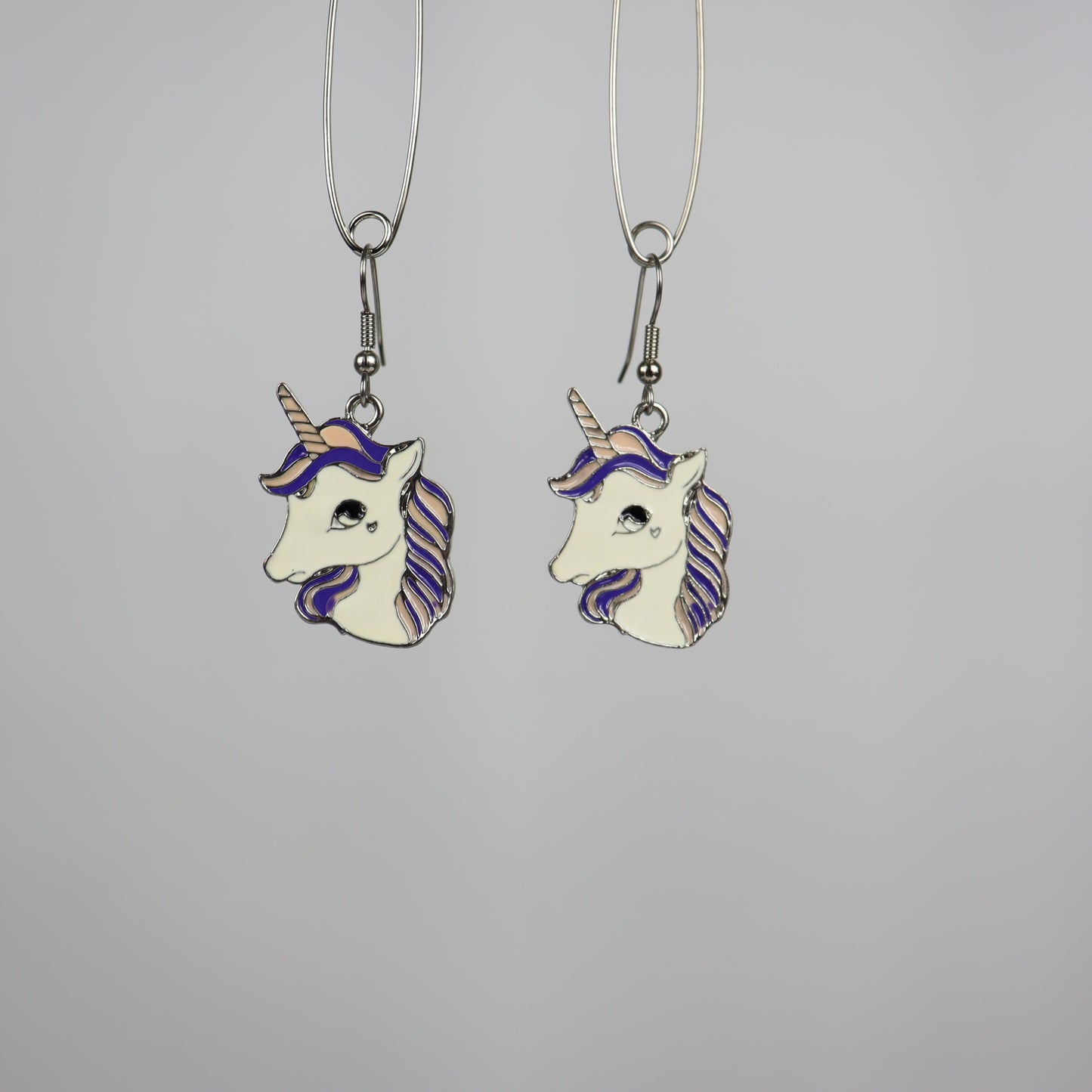 Unicorn face earrings - purple/pink hair