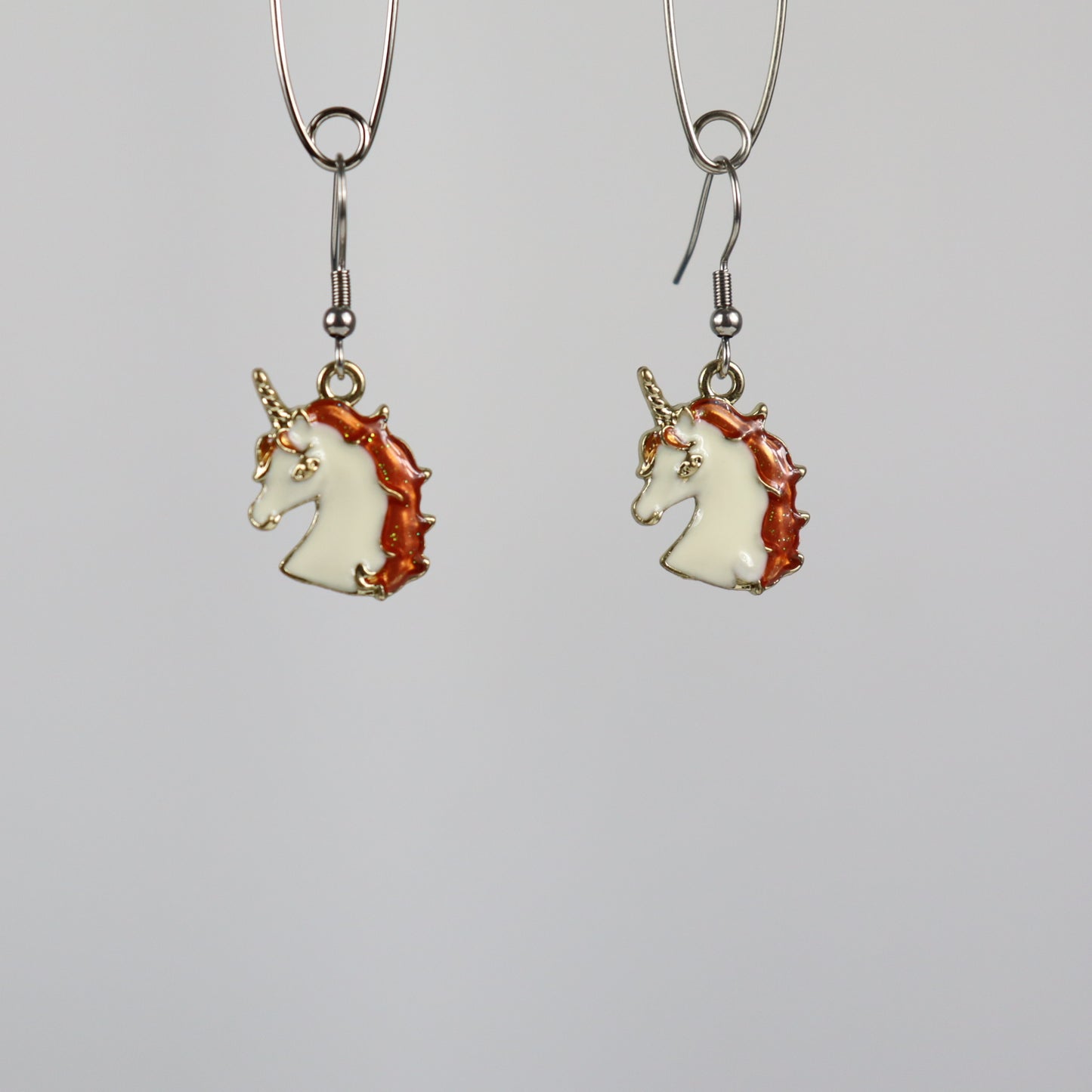 Unicorn face earrings - Orange hair