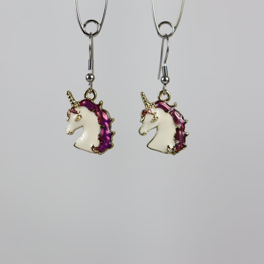Unicorn face earrings - Purple earrings