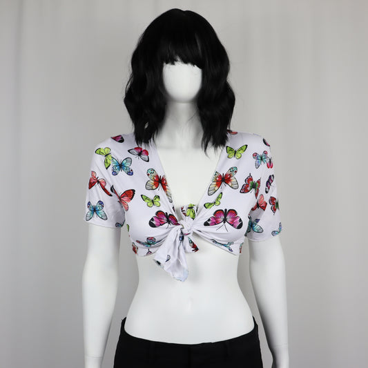 BUTTERFLY PRINT - Front tie tee