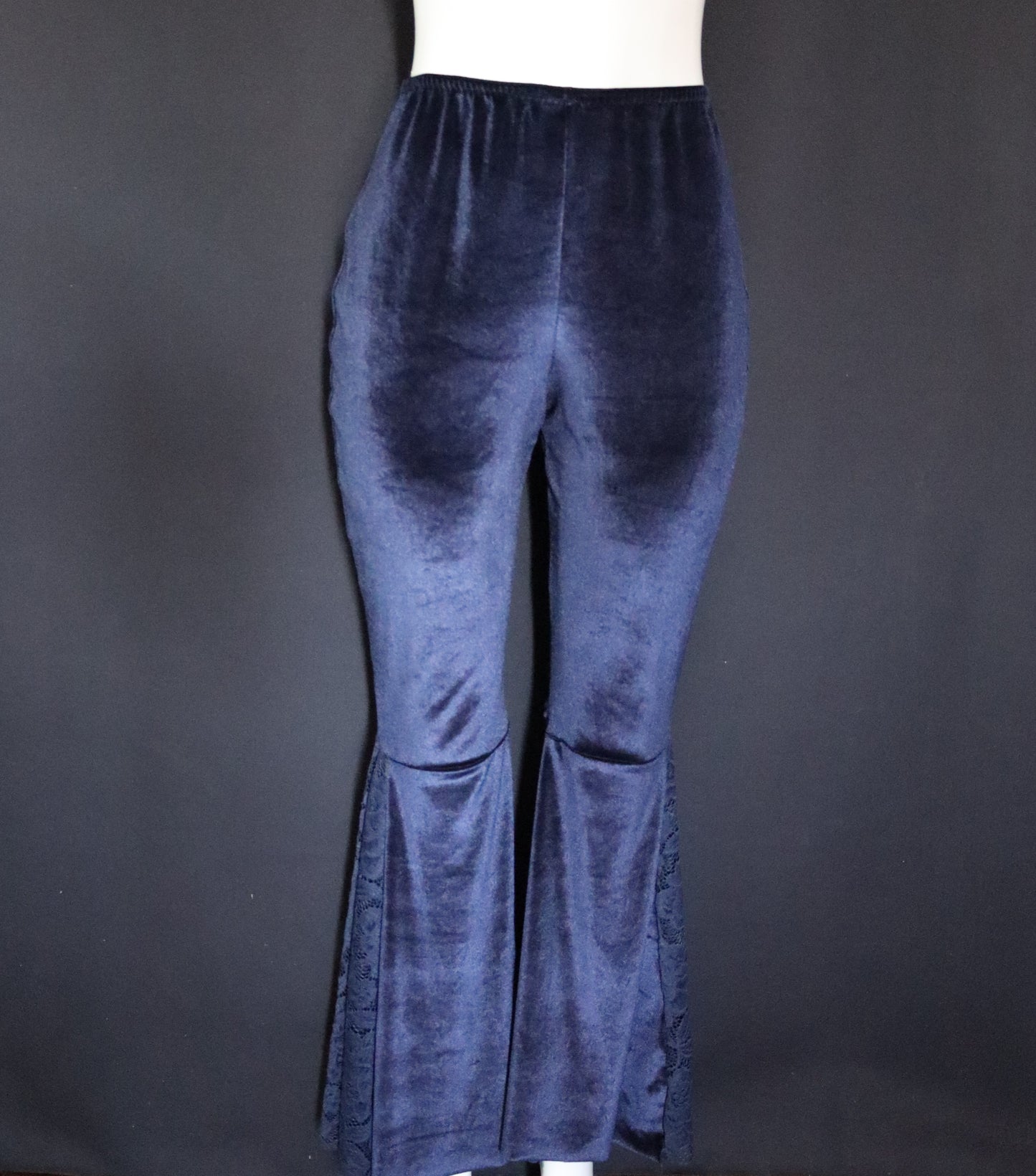 BLUE VELVET BELL BOTTOMS WITH LACE