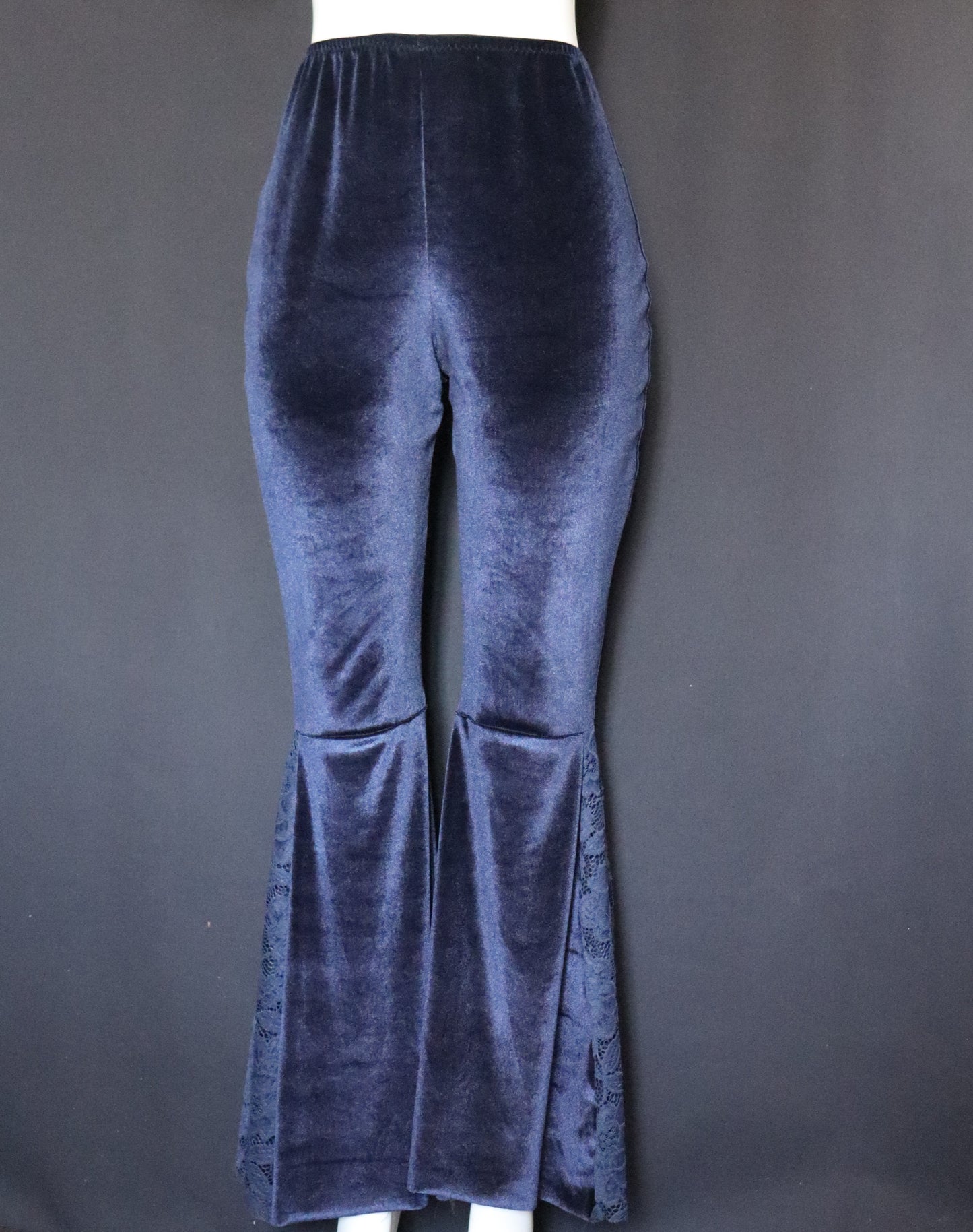 BLUE VELVET BELL BOTTOMS WITH LACE