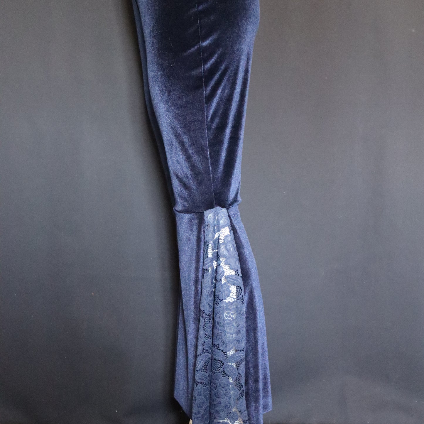 BLUE VELVET BELL BOTTOMS WITH LACE