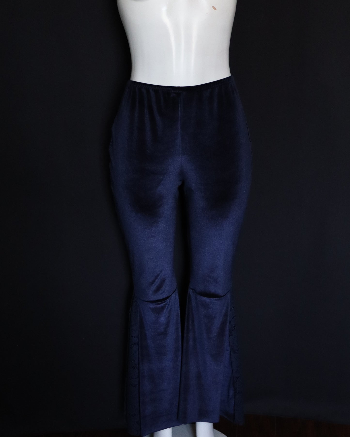 BLUE VELVET BELL BOTTOMS WITH LACE