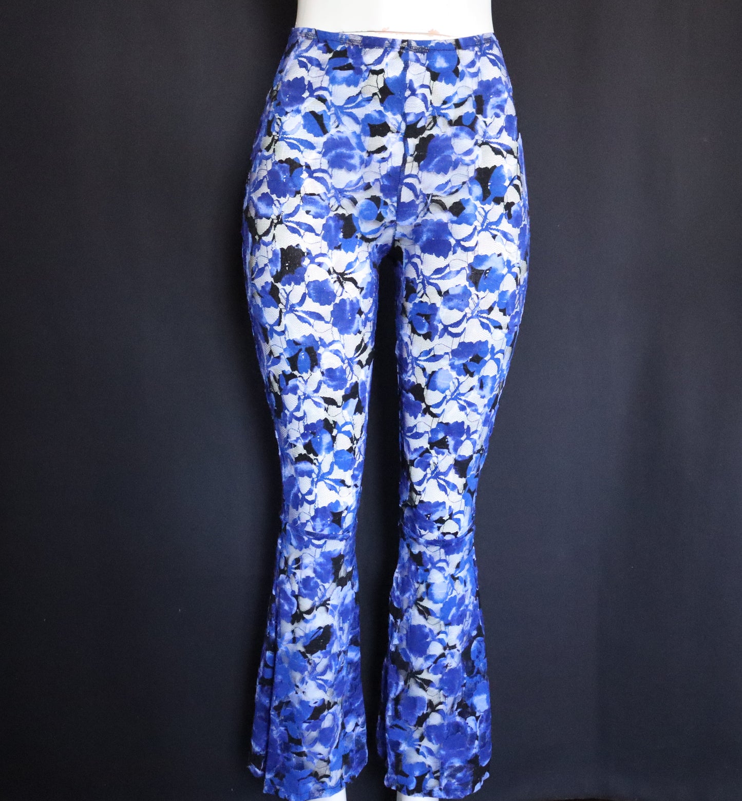 ROYAL BLUE & BLACK LACE BELL BOTTOMS