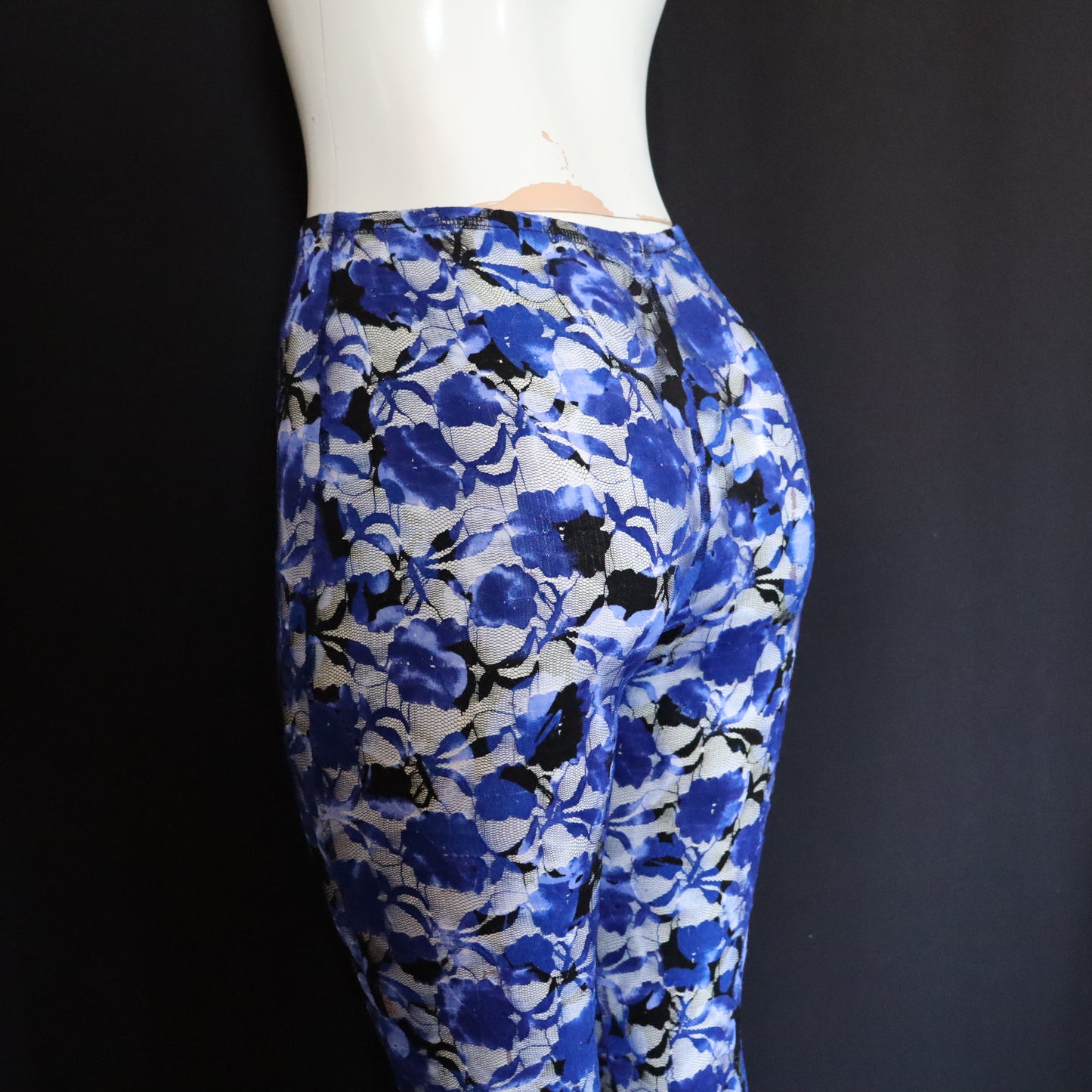 ROYAL BLUE & BLACK LACE BELL BOTTOMS