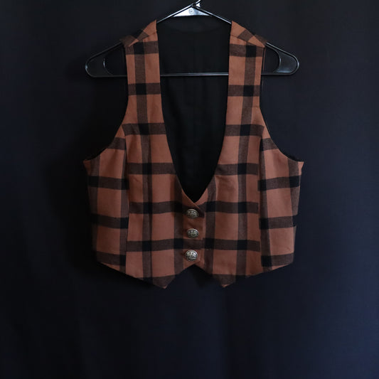 Brown Plaid Vest