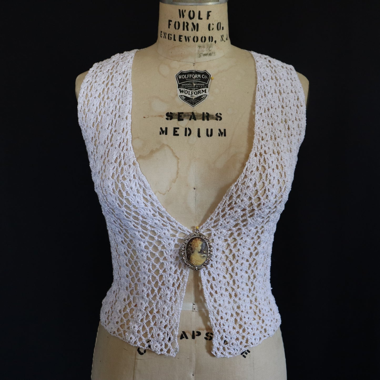 WHITE CROCHETED VEST