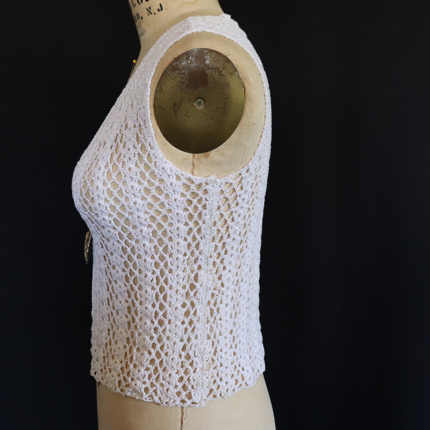 WHITE CROCHETED VEST