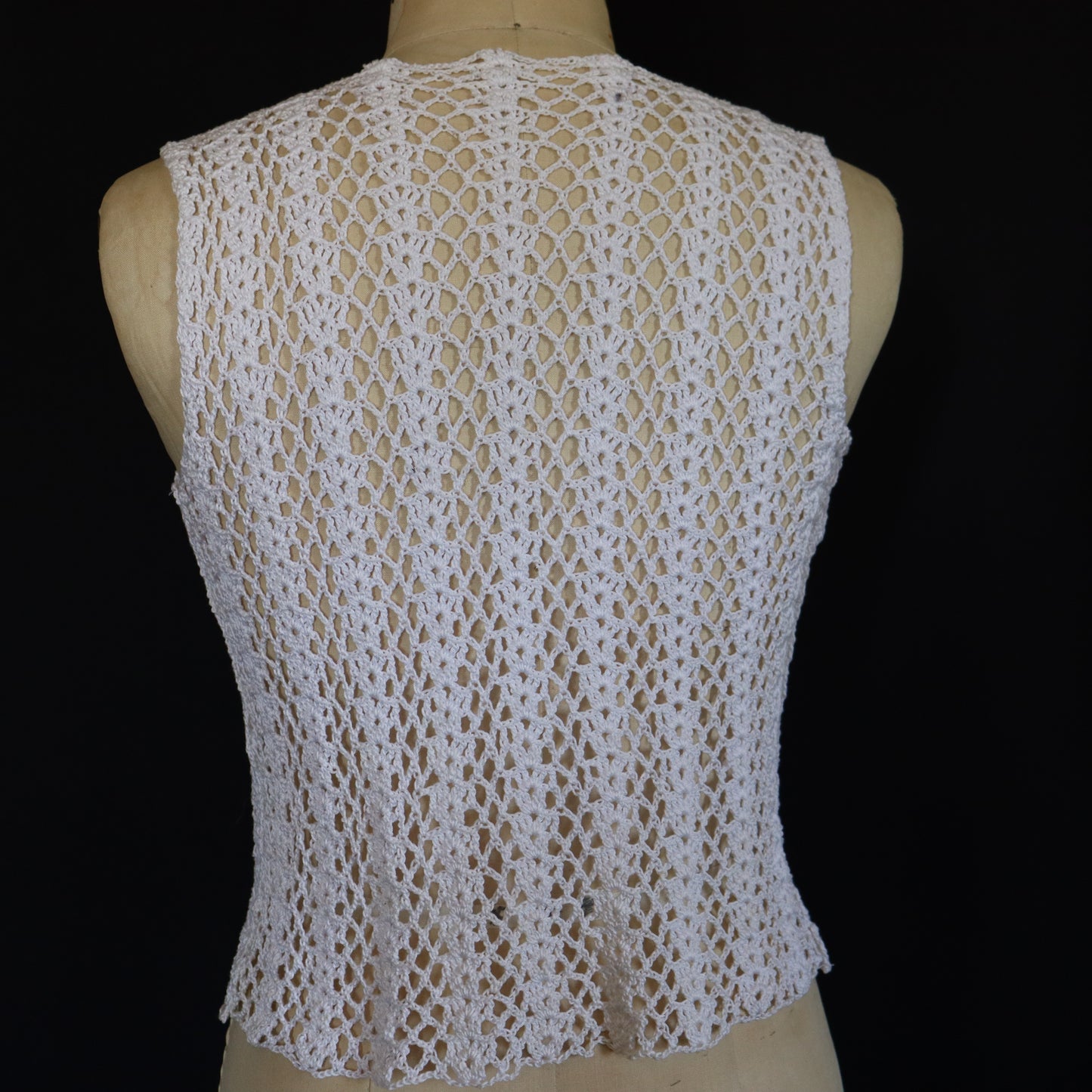 WHITE CROCHETED VEST