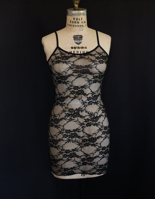 BLACK LACE MESH DRES