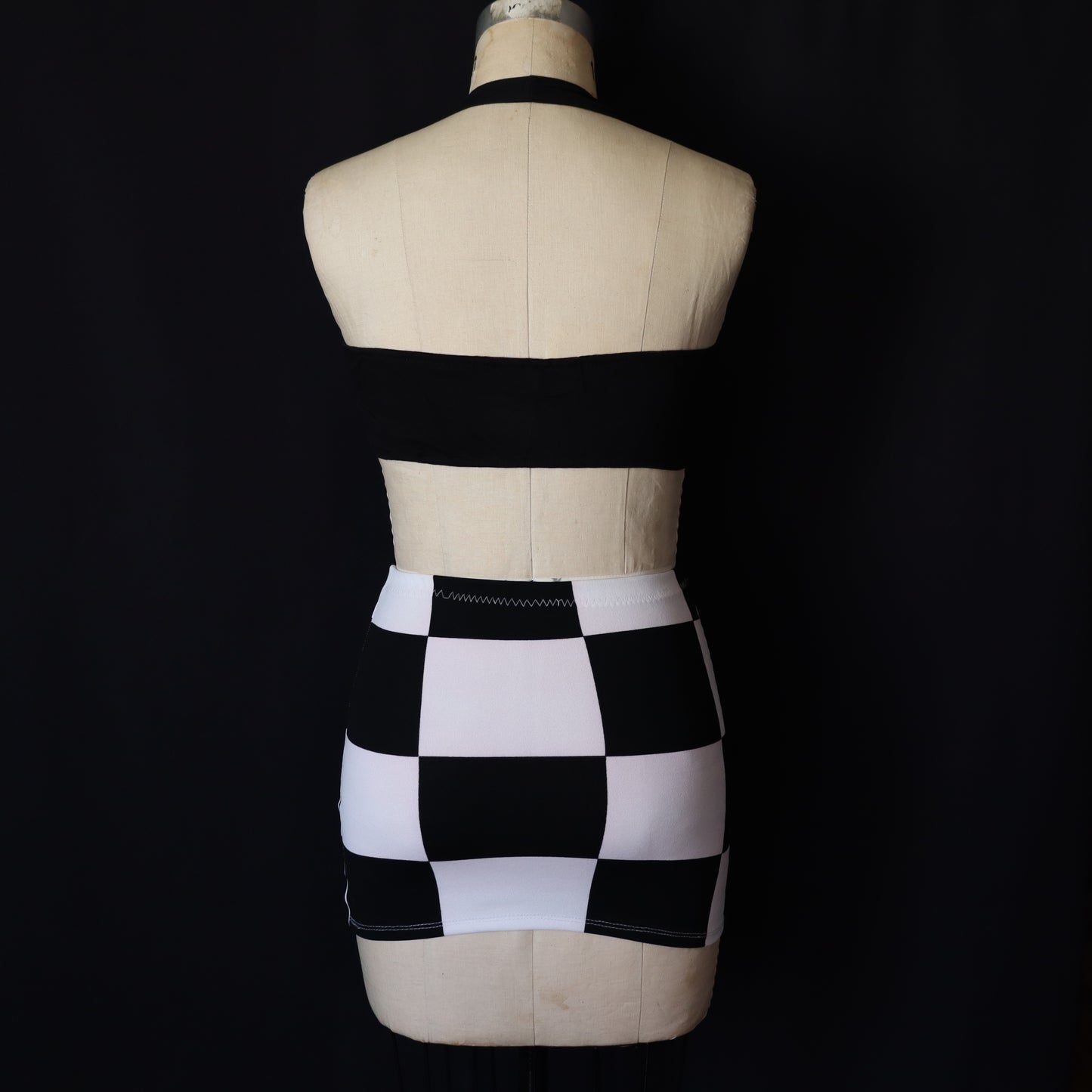 Bundle - Front Tie top &  Checkered skirt