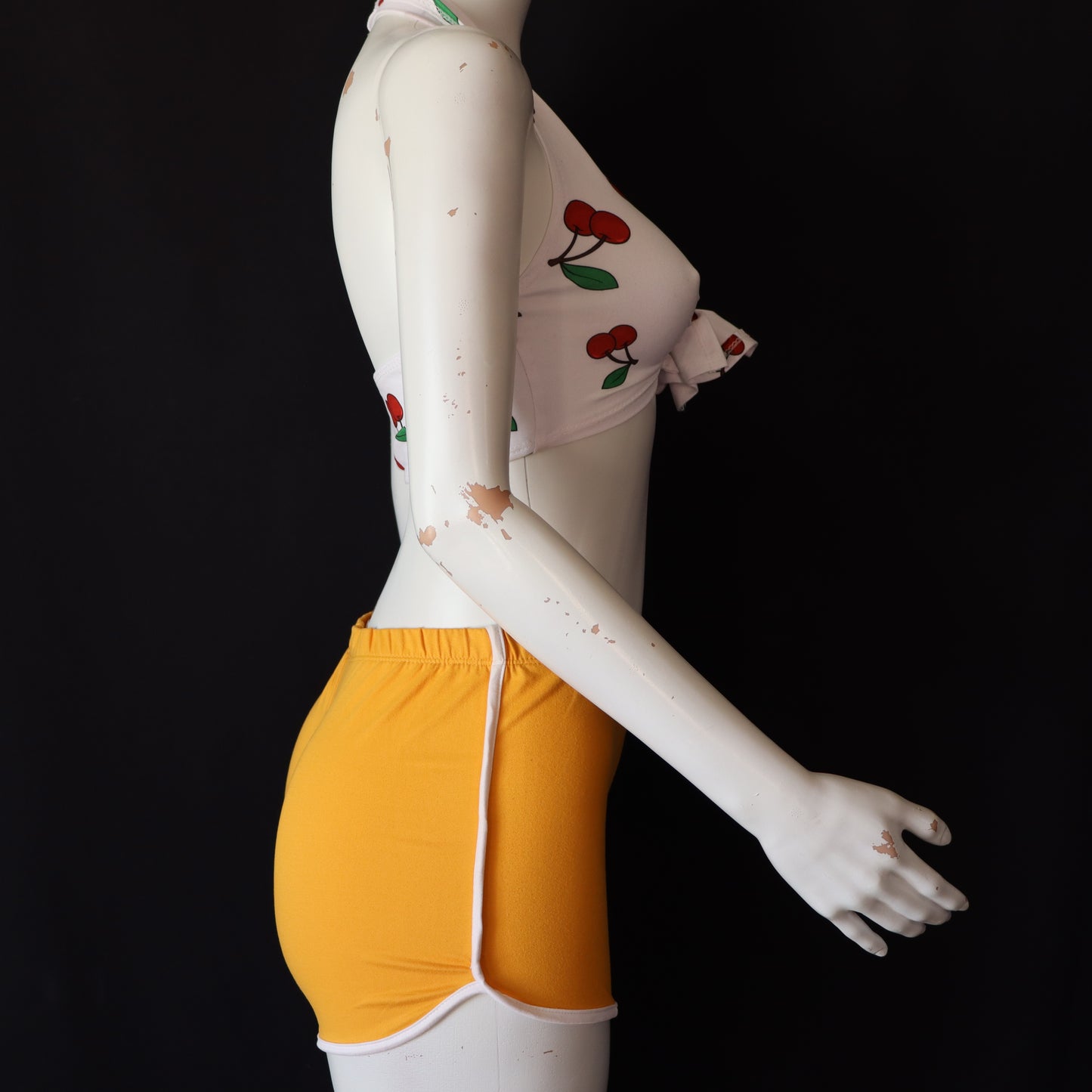 Bundle - Front tie  Cherry top &  Yellow Shorts