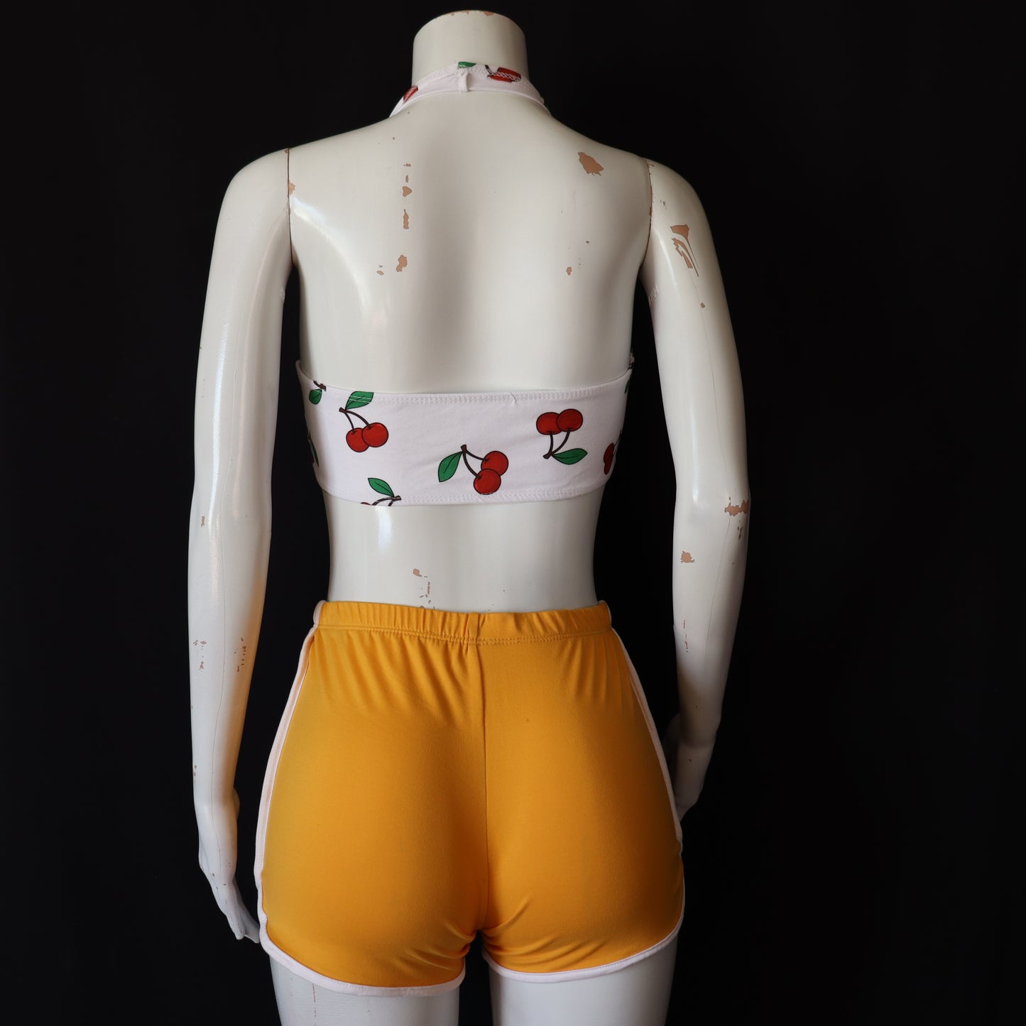 Bundle - Front tie  Cherry top &  Yellow Shorts