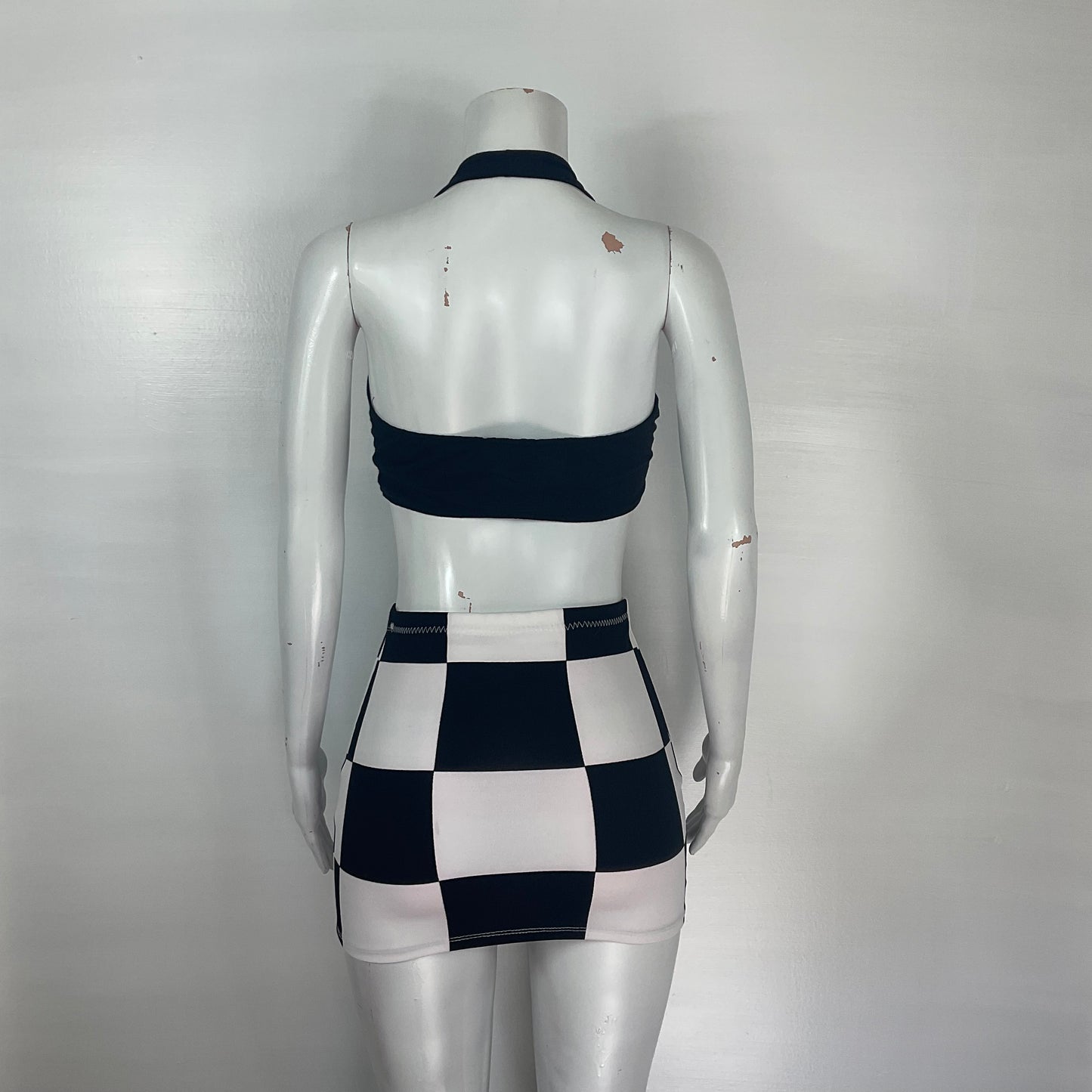 Bundle - Front Tie top &  Checkered skirt