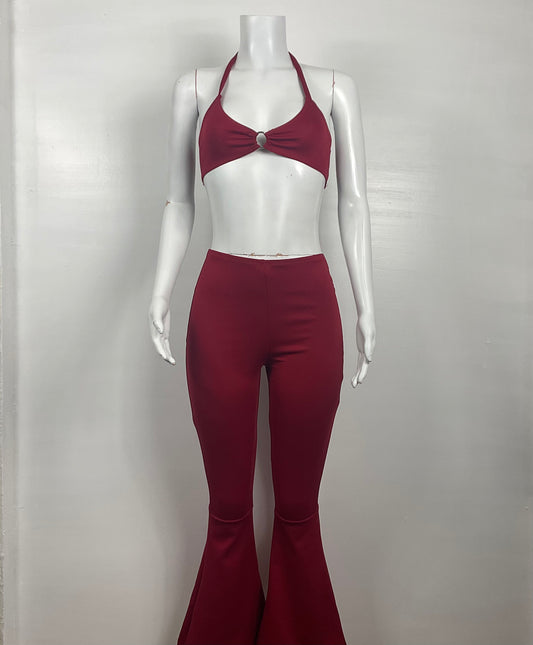 Bundle - Halter top &  Fitted flared pants